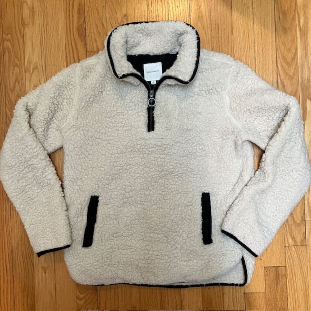Thread &Supply cream colored wubby fleece ¼ zip pullover S - Picture 4 of 9